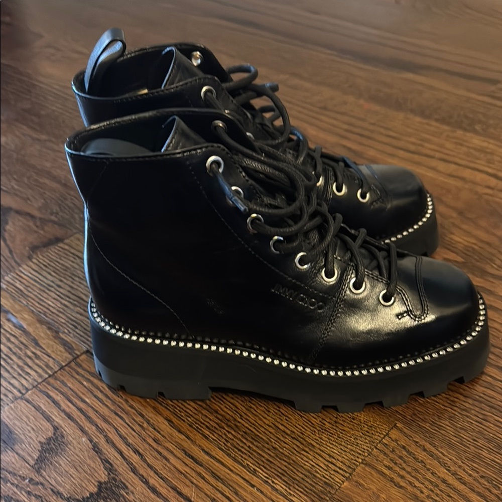 Jimmy Choo Colby Crystal Trim Black Lace-Up Boot Never Worn Size 36